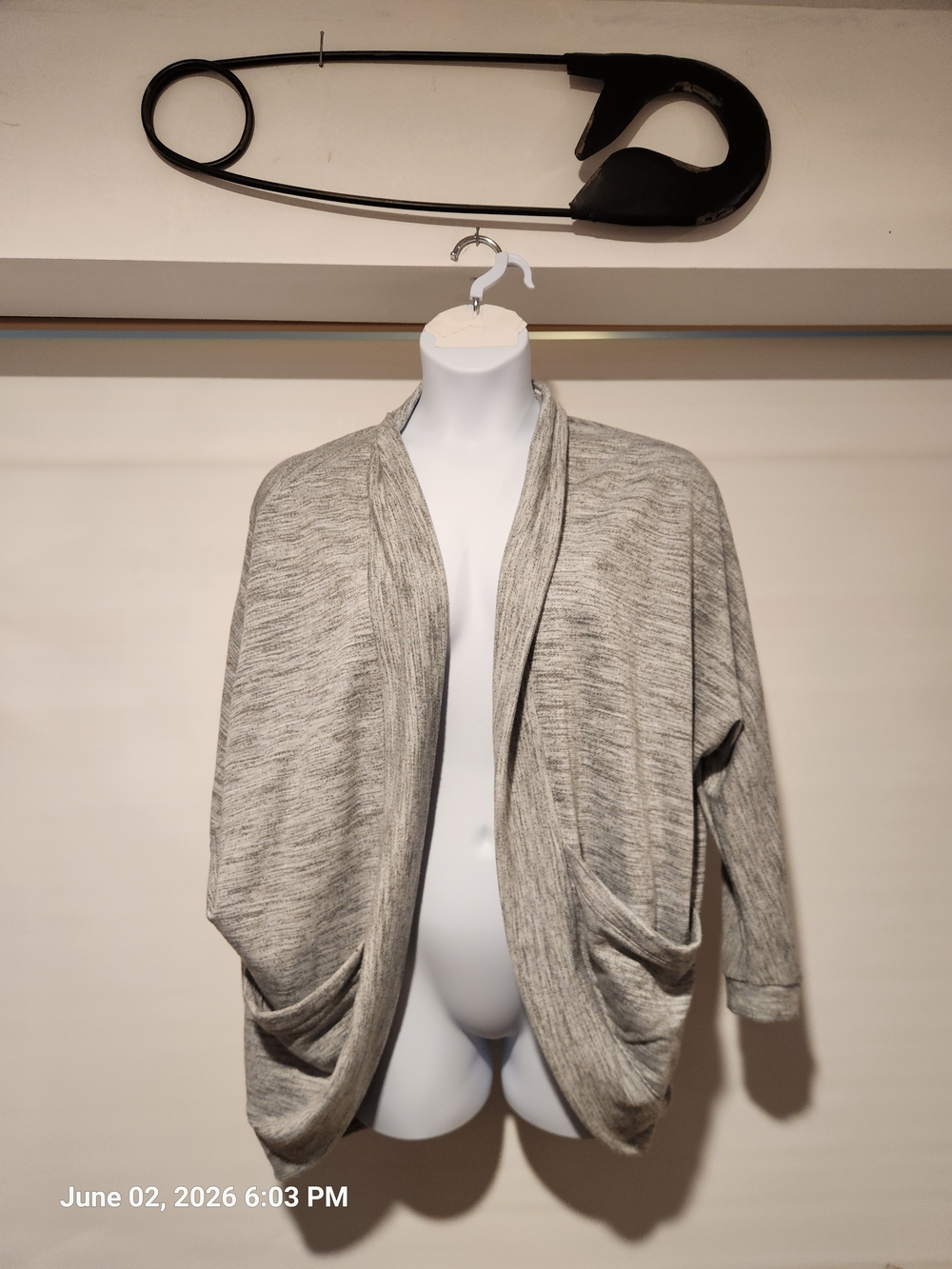 Cozy Open-Front Heather Gray Women's Cardigan